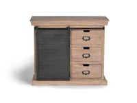 comoda de estilo industrial en madera de mango y toques en metal