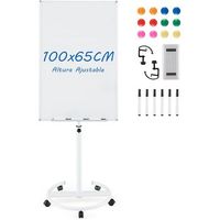 pizarra movil pizarra blanca magnetica ajustable altura y ruedas costway 65 x 60 x 132 cm blanco