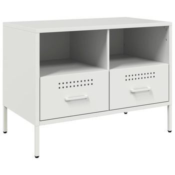 Mueble Para Tv | Mueble De Salón | Gabinete De Tv Acero Blanco 68x39x50,5 Cm