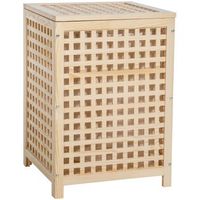 cesto para la ropa sucia con orificios de ventilacion con bolsa 67x46 cm en madera natural 100003818