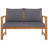 banco de jardin  banco de exterior  silla de jardin 120 cm cojines gris oscuro madera acacia maciza