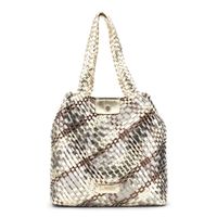 bolsa de compras tejida reversible en material metalizado multicolor bronzeplatinum