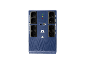 SAI - Woxter Multibase UPS 1200 VA, 8 Tomas Schuko, Batería de 12V/7Ah, Protección contra Cortes Energía