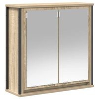 mueble de bano  armario de bano de pared con espejo roble sonoma 60x21x60 cm