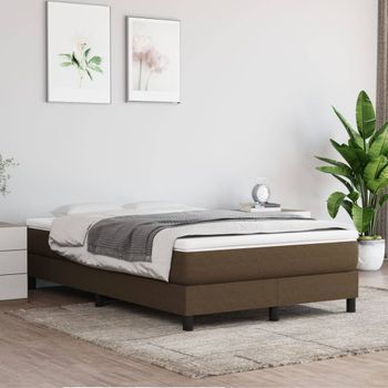 Cama Doble | Cama Box Spring | Cama Para Adultos Con Colchón Tela Marrón Oscuro 120x200 Cm Cfw629542