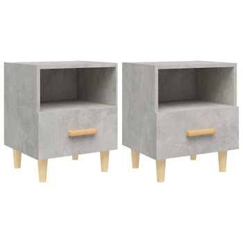Pack 2 Uds Mesitas De Noche | Mesa Auxiliar | Mesilla Color Gris Hormigón 40x35x47 Cm