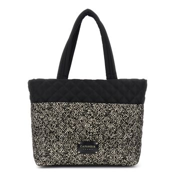 bolsa de compras de nailon acolchado con estampado flocado oats/black