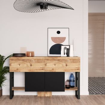 Consola con espacio de almacenamiento de estilo industrial