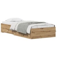 cama individual  cama para adulto  estructura de cama con cajon roble artesanal 90 x 200 cm