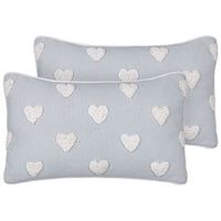 conjunto de 2 cojines de algodon estampado bordado corazones 30 x 50 cm gris gazania