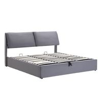 cama doble 160200cm - somier hidraulico - espacio para almacenaje - 3 cajones - cama para adultos - terciopelo - gris