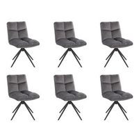 silla de comedor giratoria de terciopelo noda - lote de 6 gris claro