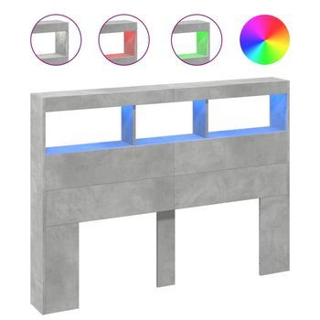 Cabecero De Cama | Panel De Cabecera Con Luz Led Gris Hormigón 140x17x102 Cm