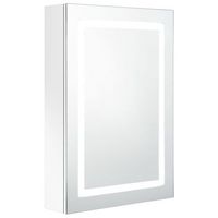 armario de bano  mueble bano con espejo led blanco brillante 50x13x70 cm