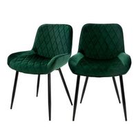 set 2x sillas de comedor estilo retro verde ml-design