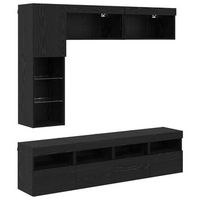 mueble de tv 7 uds roble negro madera de ingenieria vidaxl