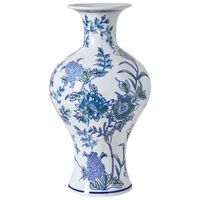 jarron para flores florero accesorio decorativo de porcelana blanco y azul berga
