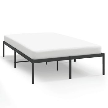 Cama Matrimonial | Cama Para Adultos | Estructura De Cama De Metal Negro 135x190 Cm