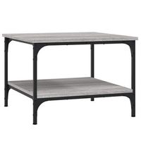 mesa de centro 55x55x40 cm madera trabajada y hierro - gris