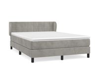 cama box spring con colchon terciopelo gris claro 140x190 cm bloques con cuadros
