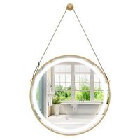 espejo de bano colgante con correa para colgar luz led de 3 y funcion de memoria blanca 60 cm