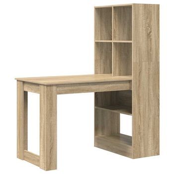 Escritorio | Mesa De Trabajo Roble Sonoma 122 X 67 X 145 Cm Madera De Ingeniería