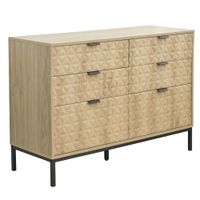 comoda de 6 cajones en mdf con decoracion en melamina madera clara