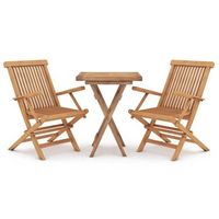 juego de comedor para jardin 3 piezas madera maciza de teca vidaxl