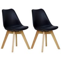 set 2 sillas de comedor sillas de cocina patas de madera estilo nordico negras - woltu