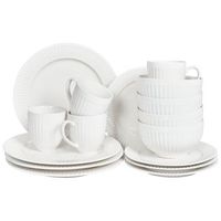 conjunto de 16 piezas vajilla de porcelana caolin artesanal acabado brillante blanco cowslip