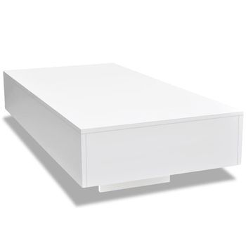 Mesa De Centro，mesa Auxiliar，mesa De Café Rectangular De Fibra De Vidrio Blanco Brillante