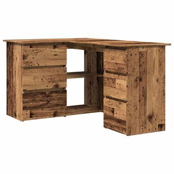 Escritorio De Esquina Madera Contrachapada Madera Envejecida