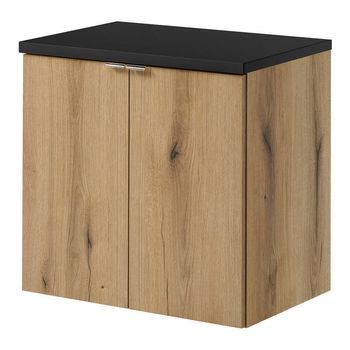 Mueble Bajo Lavabo Newport Con 2 Puertas 60x60x40 Cm - Efecto Roble/negro [en.casa]