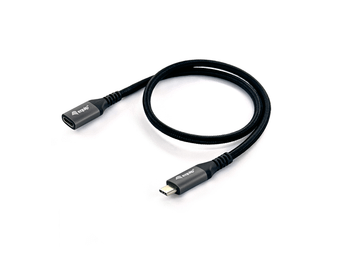 CABLE ALARGO USB-C MACHO USB-C HEMBRA USB 3.2 GEN 2 0,5M TRANSFERENCIA 10G 4K/ CARCASA ALUMINIO ALGODON TRENZADO NEGRO