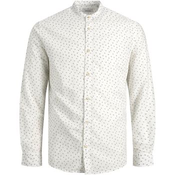 Jack & Jones Camisa manga larga 12220414 JJSUMMER BAND AOP SHIRT L/S S23 WHITE para hombre