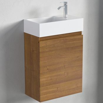 Mueble De Baño Suspendido Con Lavabo 40 Cm Roble Dorado - Lomazoo Malibu