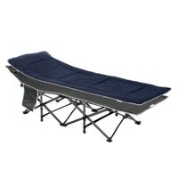 outsunny cama de acampada con cojin almohada bolsillo bolsa de transporte y marco de acero carga 150 kg 188x645x53 cm azul   aosom espana