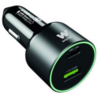 woxter cargador rapido para coche 2 puertos usb-c  usb-a 100w 12v24v negro