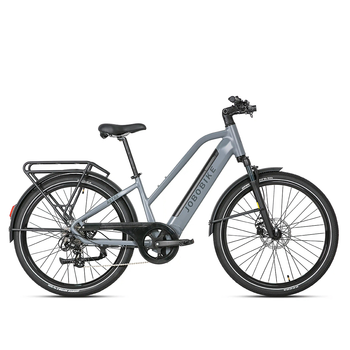 Bicicleta Eléctrica De Trekking Jobobike Astra, 250w 36v 15ah, Shimano 8s, Compatible Con Bluetooth, Gris