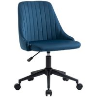 vinsetto silla de oficina giratoria ergonomica diseno de lineas de concha ajustable en altura giro de 360 espuma poliester aterciopelado azul 50 x 58 x 77-87 cm