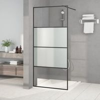 mampara de ducha vidrio esg semiesmerilado negro 90x195 cm vidaxl