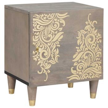 Cabinet De Noche Con Puerta Gris 40 X 33 X 46 Cm Vidaxl