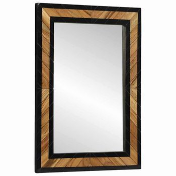 Vidaxl Espejo De Pared Rectangular Negro Y Marrón 70 X 2 X 70 Cm
