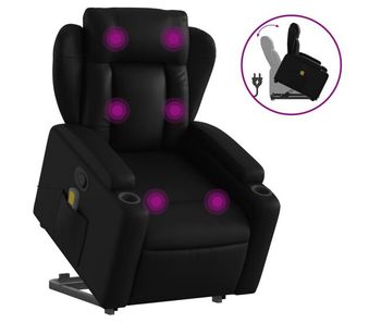 Vidaxl sillón reclinable de masaje de pie cuero artificial negro