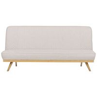 sofa cama moderno de tela sin reposabrazos para 2 personas asiento y respaldo acolchados patas de metal con efecto madera beige kalfafel