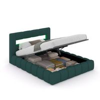 cama con canape abatible estilo nube led 140 x 190 cm terciopelo verde omaha