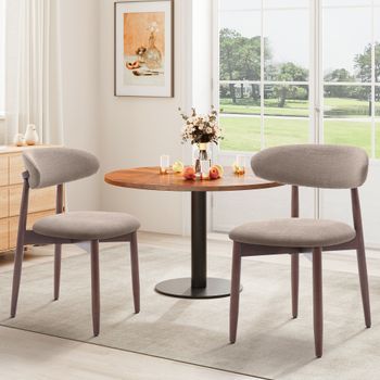 Set De 2 Sillas De Comedor Smartue Diseno Nordico Madera Maciza 81x56.4x52.6cm - Camel