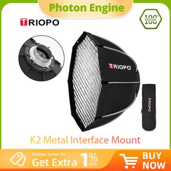 Triopo K2 55cm 65cm 90cm 120cm liberación rápida Bowens montaje octagonal Softbox + rejilla de panal caja suave al aire libre para Flash