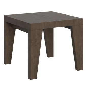 Mesa Extensible Cuadrada Pequeña 90x90/246 Cm Naxo-color Marrón-soporte 2 Pies-alargaderas