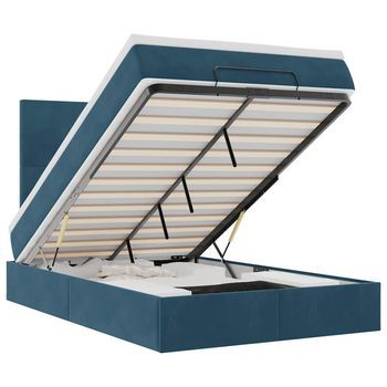 Estructura De Cama Otomana Colchones Terciopelo Azul Oscuro Vidaxl
